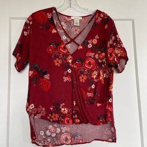 Red floral shirt